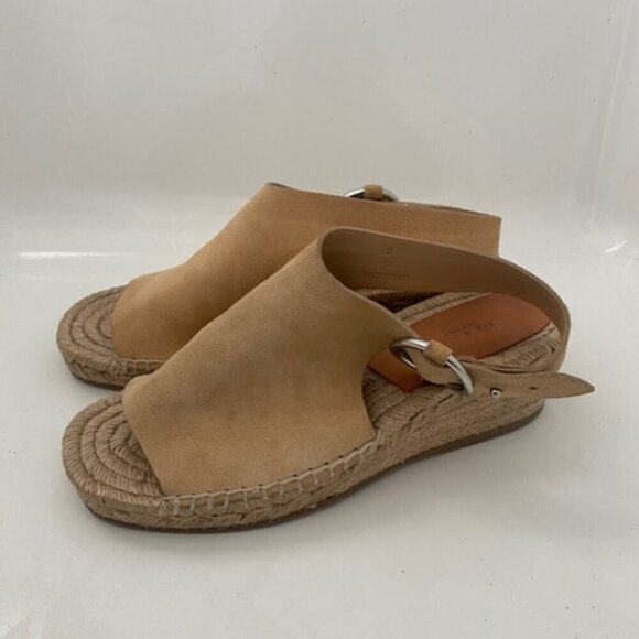RAG & BONE Calla Dune Tan Suede Buckle Wedge Sandals Sz 37 / US 7-7.5 - Picture 3 of 16